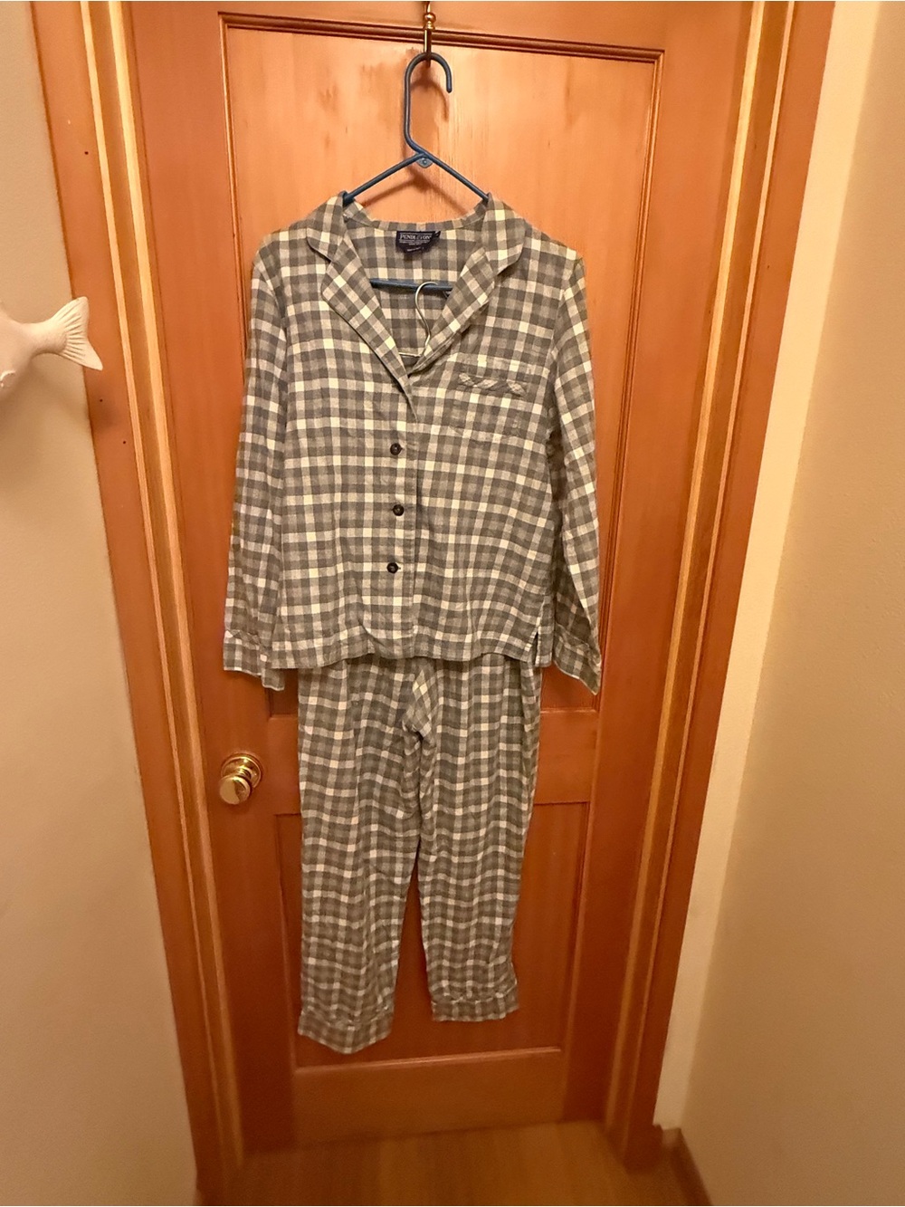 Pendleton 100% Cotton Pajama Set Plaid Blue Women's Size M